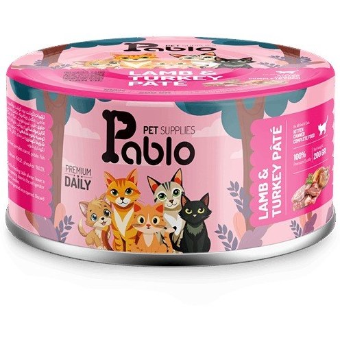 کنسرو بچه گربه پابلو طعم بره و بوقلمون مدل کیتن پته وزن 200 گرم Pablo Pet Supplies
